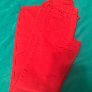 Red skinny jeans